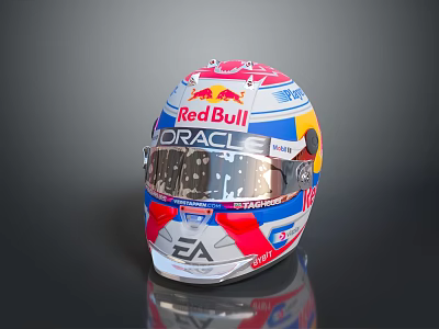Tactical Military Helmet With Red Bull Oracle EA Logos As Weapon Gear 3d model