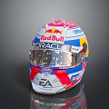 Tactical Military Helmet With Red Bull Oracle EA Logos As Weapon Gear