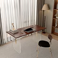 Modern Middle Style Desk and Chair Combination 3d model