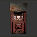 Vintage Red Rusty Metal Mailbox Featuring POST Sign And Weathered Finish
