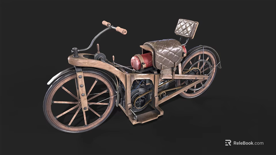 Vintage Motorcycle With Classic Design Leather Seat And Metal Frame Details 3d model 