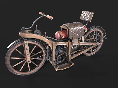 Vintage Motorcycle With Classic Design Leather Seat And Metal Frame Details 3d model