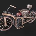 Vintage Motorcycle With Classic Design Leather Seat And Metal Frame Details