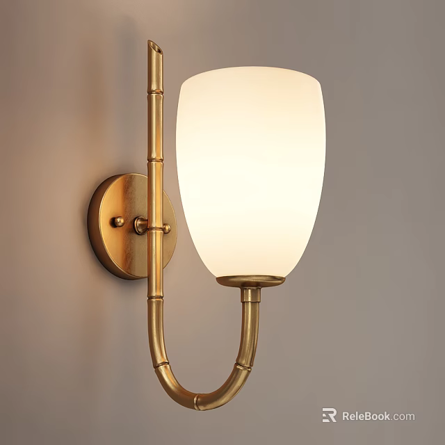 Modern Brass Wall Sconce with White Lampshade Home Lighting Fixture 3d model 