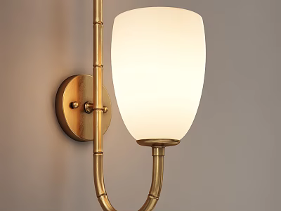 Modern Brass Wall Sconce with White Lampshade Home Lighting Fixture 3d model