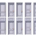 Light Gray Hinged Doors With Various Panel Patterns And Golden Handles For Interior 3d model