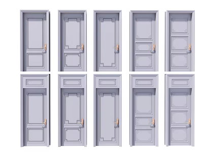 New Chinese Style Door Solid Wood Lacquer Room Door 3d model