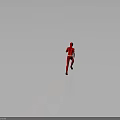 Red Human Figure Running with Dynamic Speed Lines on Gray Background 3d model