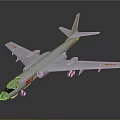 Gray Body Passenger Airplane Model With Red Wing Markings And Detailed Exterior Design