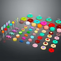 Colorful Assorted Desserts Collection Featuring Donuts Lollipops Macarons And Cupcakes