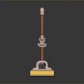 Household Cleaning Mop with Red Handle Pink Connector and Yellow Head for Home Floor Cleaning