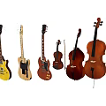 Diverse Musical Instruments Collection Featuring Guitars Violins And Cellos