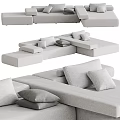 Gray Modular Sectional Sofa With Fabric Upholstery And Decorative Pillows 3d model