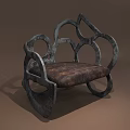 Artistic Single Sofa With Curved Metal Frame And Vintage Fabric Cushion Design