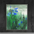 Traditional Chinese Botanical Painting With White Lotus Flowers And Green Leaves