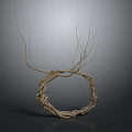 Plant Roots Woven into Natural Brown Ring on Gray Gradient Background with Light Shadow Effect 3d model