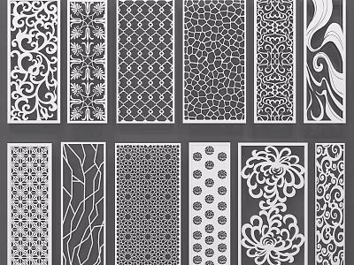 Decorative Laser Cut Room Divider Panels With Intricate Floral Geometric Patterns For Interior Design 3d model