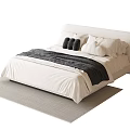 Minimalist White Kids Bed With Comfortable Mattress Soft Pillows Blanket And Rug