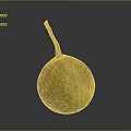 Yellow Pear With Speckled Surface And Green Stem On Dark Background