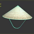 Natural Bamboo Woven Conical Hat With Adjustable Strap For Daily Use 3d model