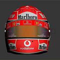 Red Military Combat Helmet With Marboro Vodafone Logos And Reflective Design
