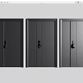 Three Black Security Doors With Sleek Design Different Line Patterns And Locks 3d model