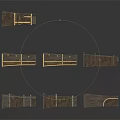 Vintage Train Car Models With Wooden Structure And Gold Decorative Details