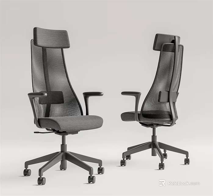 Modern Mesh Office Chairs With High Back Design Comfortable Armrests And Wheels 3d model 