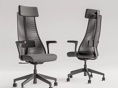 Modern Mesh Office Chairs With High Back Design Comfortable Armrests And Wheels 3d model