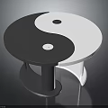 Modern Round Table Featuring Yin Yang Pattern Black And White Surfaces And Stable Support Base 3d model