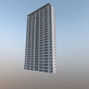 modern residential building high-rise 3d model