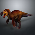 Brown Red Textured Dinosaur With Open Mouth Sharp Teeth On Gray Background 3d model