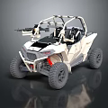 Military All Terrain Vehicle With Mounted Machine Gun Roll Cage And Off Road Tires 3d model