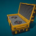 Smart Machine Open Yellow Storage Case With Foam Interior And Two Circular Components