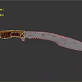 Tactical Knife With Red Wooden Handle Silver Metal Decoration Patterned Blade And Serrated Edge