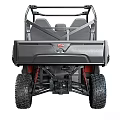 Red And Black Utility Vehicle With Four Seats Large Tires And Cargo Bed