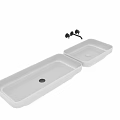Modern White Rectangular Ceramic Washbasin With Black Faucet And Handles 3d model