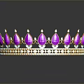 Decorative Crown with Purple Gemstones Gold Frame and Sparkling Diamonds on Black Background