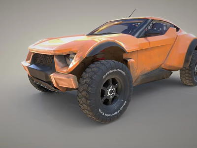 Orange Sporty Off Road Vehicle With Rugged Design And Large Tires 3d model