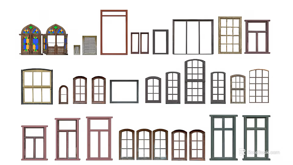 Various Design Casement Windows With Classic And Modern Styles 3d model 