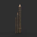 Set Of Three Rustic Wooden Fence Posts With Pointed Tops And Varying Sizes