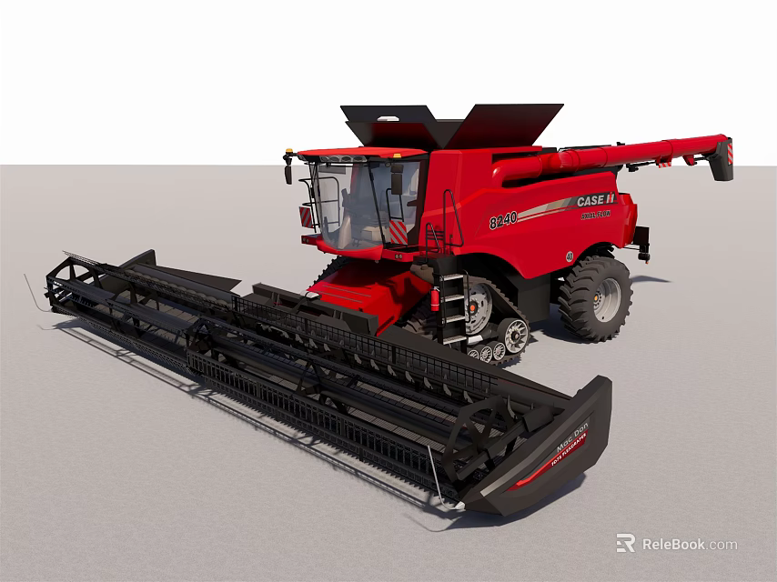 Red Modern Combine Harvester With Large Cutting Platform And Efficient Farming Features 3d model 
