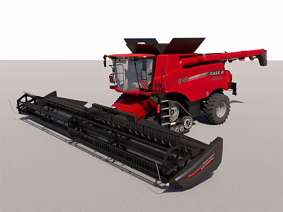 Red Modern Combine Harvester With Large Cutting Platform And Efficient Farming Features 3d model