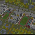 Modern School Campus With Multiple Buildings Sports Fields And Green Areas