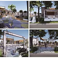 Modern storefront large storefront 3d model