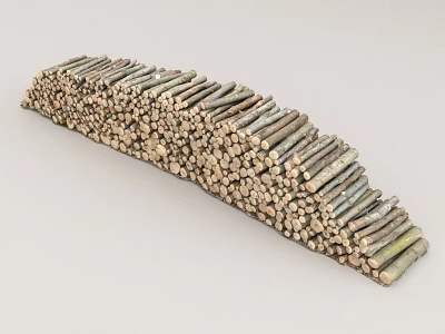 Natural Stones And Wooden Sticks Stacked In Arch Shape For Rustic Decor 3d model