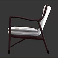 Comfortable Modern Leisure Chair With Wooden Frame White Cushioned Seat And Armrests