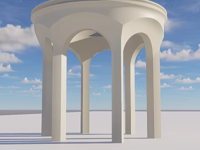 White Arched Pavilion Photo Check In Spot With Blue Sky And Clouds 3d model