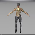 Futuristic Sci fi Character In Mechanical Armor With Helmet Chest Arm And Leg Guards