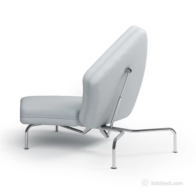 Modern Asymmetrical Sofa With Light Gray Leather Upholstery And Metal Frame 3d model 